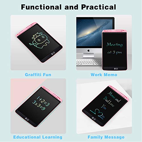 IDEASY Actualice la Tableta de Escritura LCD de Borrado Parcial y Completo de 12 Pulgadas, Almohadilla de Escritura LCD para Niños para la Escuela, el Hogar y la Oficina (Rosa)
