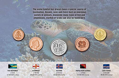 IMPACTO COLECCIONABLES Monedas del Mundo - Colección de 5 Monedas de Animales Marinos
