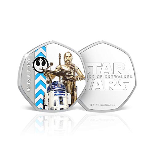 IMPACTO COLECCIONABLES Star Wars El Ascenso de Skywalker - Lado Luminoso - 8 Monedas / Medallas Heptagonales 50p, con baño en Plata .999