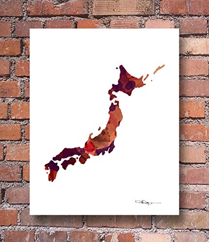 Impresión abstracta de acuarela "mapa de Japón" por el artista Dj Rogers