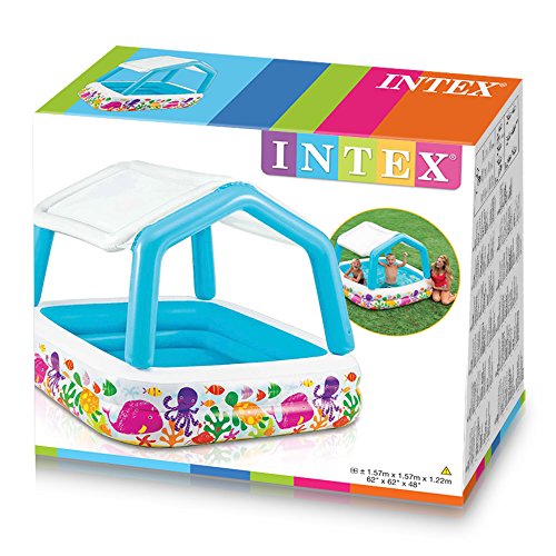 Intex 57470NP - Piscina hinchable infantil con toldo extraíble 157 x 157 x 122 cm 295 litros