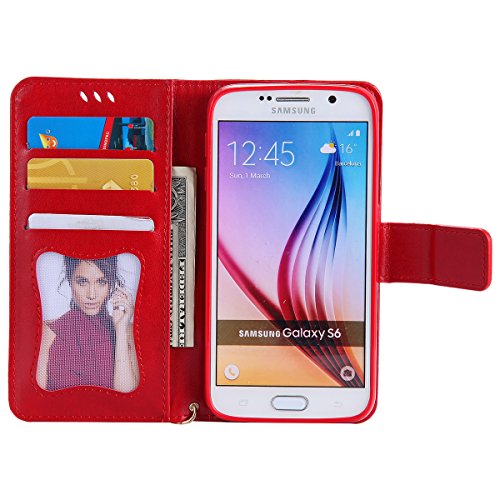 Isaken - Funda protectora de TPU, moderna y luminosa, con LED intermitente, ultra fina, rígida, de gel de silicona, para Samsung Galaxy S6, modelo I Love you roja Samsung Galaxy S6