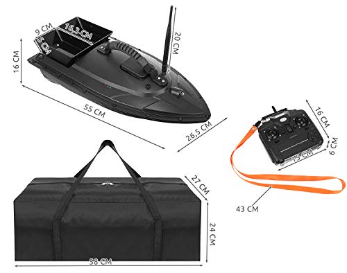 ISO TRADE Barco teledirigido cebo de pescado 1-2 kg carga 300-500 m mando a distancia 9775, tamaño: 1000 g