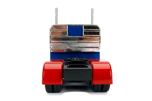 Jada Toys Transformers T1 Optimus Prime - Coche de Juguete (Escala 1:24), Color Azul y Rojo