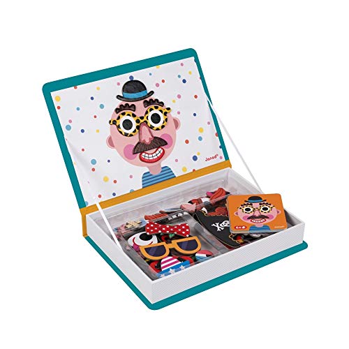 Janod - Magneti'Book Crazy Faces Juguete Educativo, Niños (J02716) + Chicas Juguete Educativo Disfraces Magneti'Book, Multicolor (Juratoys J02718)