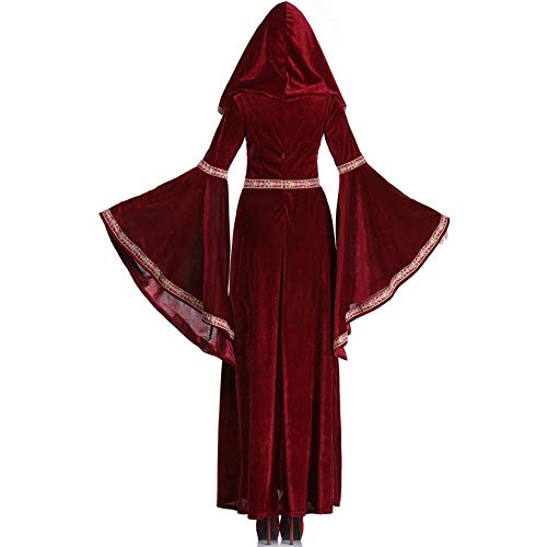 JH&MM Disfraz De Halloween Mujer Vino Rojo Mago Diablo Disfraz De Mascarada De Corte Vintage Europeo,XL