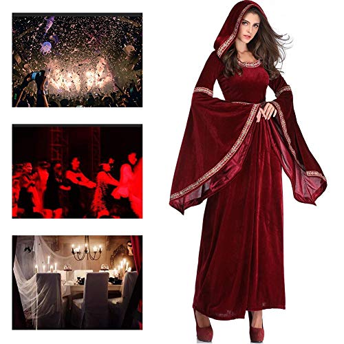JH&MM Disfraz De Halloween Mujer Vino Rojo Mago Diablo Disfraz De Mascarada De Corte Vintage Europeo,XL