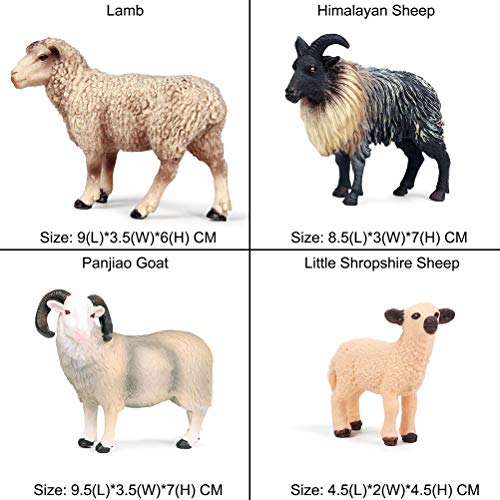 JOKFEICE Figuras de Animales 12 pcs Realista Plástico Figuras de ovejas Incluye Ovejas de Shropshire, Cabra marrón etc. Proyecto de Ciencia, Regalo de cumpleaños, Decoración de Pastel para niños