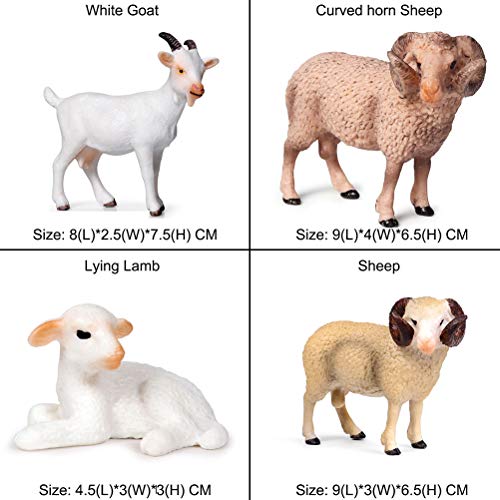 JOKFEICE Figuras de Animales 12 pcs Realista Plástico Figuras de ovejas Incluye Ovejas de Shropshire, Cabra marrón etc. Proyecto de Ciencia, Regalo de cumpleaños, Decoración de Pastel para niños