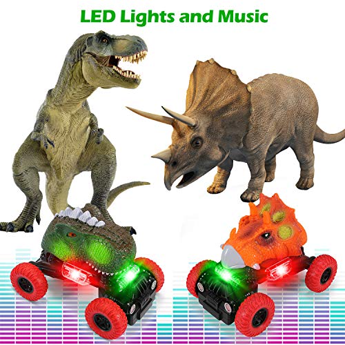 joylink Dinosaurio Coche, Juguetes de Dinosaurios Coche con Luces LED y Sonido Realista Dinosaurio Juguete Coche Regalos de Cumpleaños para Niños Juguetes Niños de 3-8 Años (Grande)