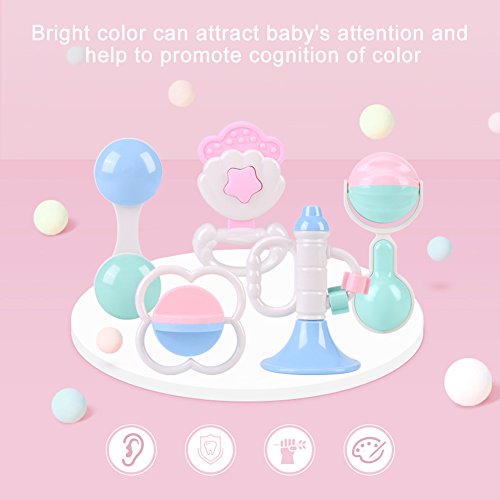 Juego de 5 campanas de juguete para bebés de 0 a 12 meses, colores de caramelo, juguetes musicales para recién nacido