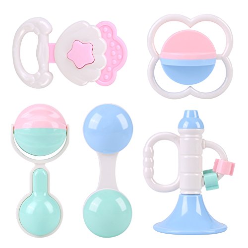 Juego de 5 campanas de juguete para bebés de 0 a 12 meses, colores de caramelo, juguetes musicales para recién nacido