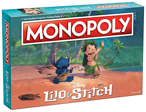 Juego de mesa Monopoly Disney Lilo & Stitch | Basado en la película animada de Lilo y Stitch de Disney, juego de mesa Monopoly coleccionable