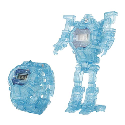 Juguete electrónico de la deformación del Reloj, Juguete del Robot del Reloj de la deformación de la luz 2-in-1 del Juguete de la transformación de la luz de los niños para los niños(Blue)