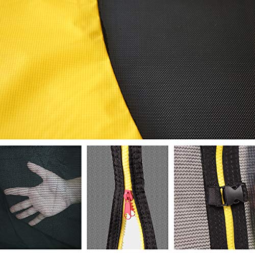 JUJIN - Cama elástica para niños (244 cm, con red de seguridad y escalera elástica), color amarillo y azul
