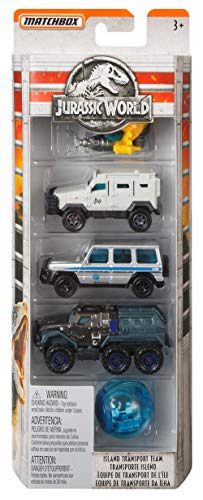 Jurassic World Matchbox Pack de 5 Coches Juguetes, Modelos Surtidos (Mattel FMX40)