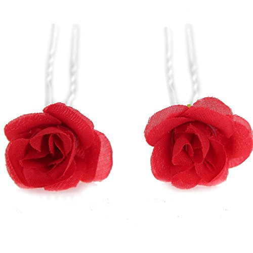 JUSTFOX - 2 rosas - pelo Agujas accesorios para el cabello flores