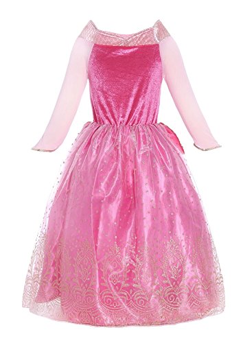 Katara 1709 - Disfraz de Princesa Aurora La Bella Durmiente Vestido de Carnaval Cumpleaños - Niñas 3-4 Años, Color Rosa