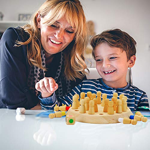 KATELUO ajedrez de Memoria,Juego de Memoria de Madera, Juguetes cognitivos de Color para niños,Adecuado para juegos de padres e hijos. El mejor regalo para niños