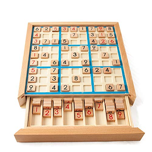 KEISL Sudoku - Juego de mesa de madera con cajón (23 x 23 x 4 cm)