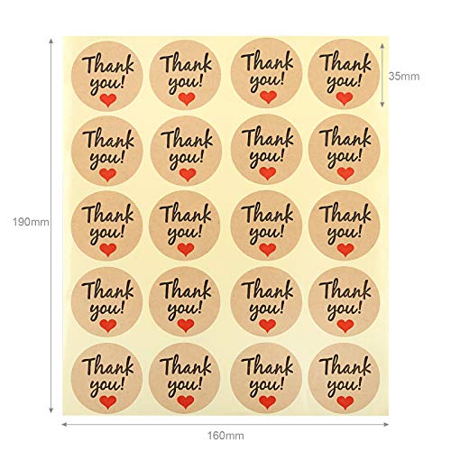 Kesote 1000 Pedazos de Pegatinas Redondas de Thank You Etiqueta Adhesiva de Gracias para Sobres, Favourite bags, Favors, 3.5CM