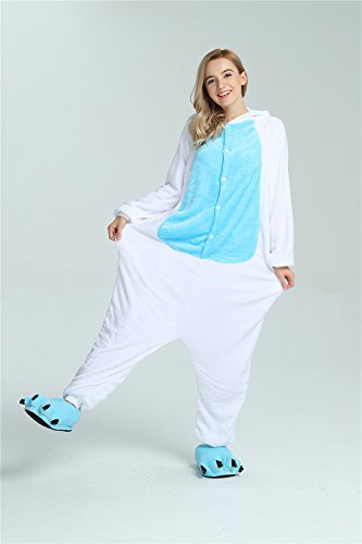 Kika Monkey Pijama disfraz de unicornio para adultos de franela, tipo mono Blue-wing L