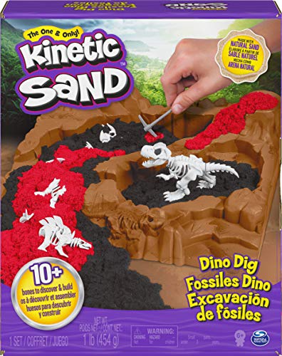 Kinetic Sand 6055874 Dino Dig Set de Juego con 10 Huesos de Dinosaurio Ocultos para Descubrir, para niños a Partir de 6 años