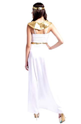 KIRALOVE Disfraz de Cleopatra - Egipcio - Blanco - Disfraces de Mujer - Halloween - Carnaval - Adultos - Fiestas - Talla l - Idea de Regalo Original