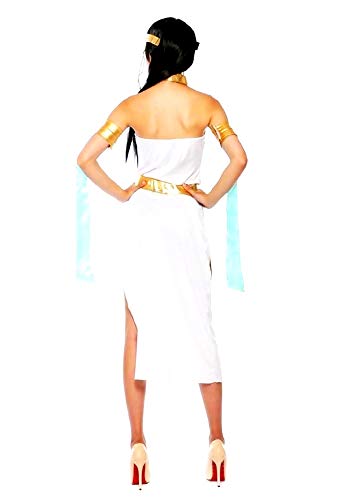 KIRALOVE Disfraz de Cleopatra - Egipcio - Blanco - Dorado - Disfraces de Mujer - Halloween - Carnaval - Adultos - Fiestas - Talla m - Idea de Regalo Original