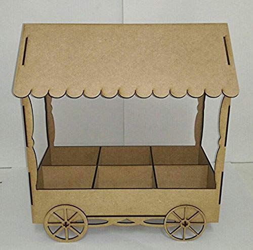 Kit para hacer carrito de chuches de madera DM para candy bar mesa dulce. Medidas:44cm de alto x 35 cm de ancho x 20 cm de fondo