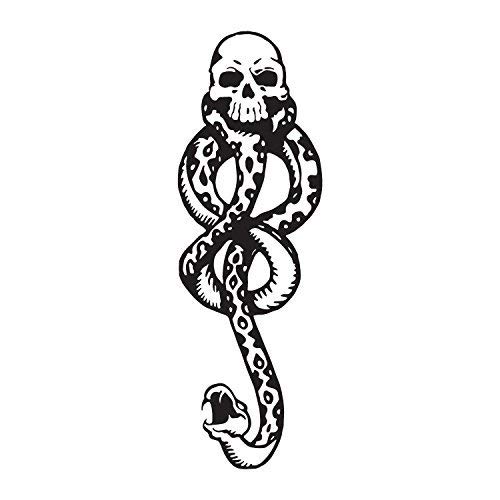 Konsait 20 Hojas Dark Mark Death Eater Tattoos, Dark Mark Mamba Skull Tatuajes temporales para adultos Niños Halloween Cosplay/Disfraz Accesorios de tatuaje Fiesta de Halloween