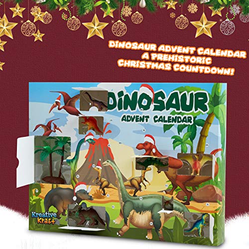 KreativeKraft Calendario Adviento de Dinosaurios, Calendario de Adviento para Niños Incluye 24 Sorpresas, Advent Calendar Navidad para Niños y Niñas