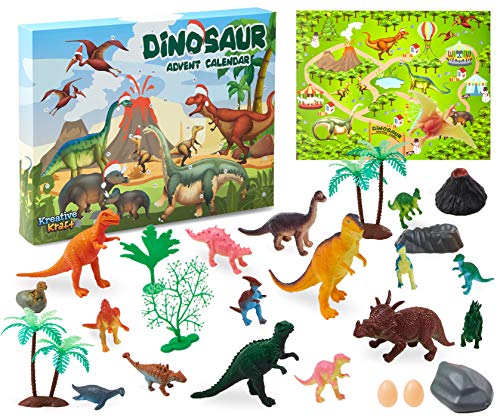 KreativeKraft Calendario Adviento de Dinosaurios, Calendario de Adviento para Niños Incluye 24 Sorpresas, Advent Calendar Navidad para Niños y Niñas