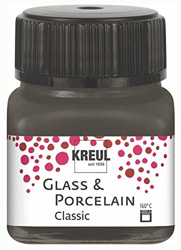 KREUL Glass & Porcelain Classic 16226 - Pintura para Cristal y Porcelana (20 ml, Secado rápido, Opaca), Color marrón Oscuro