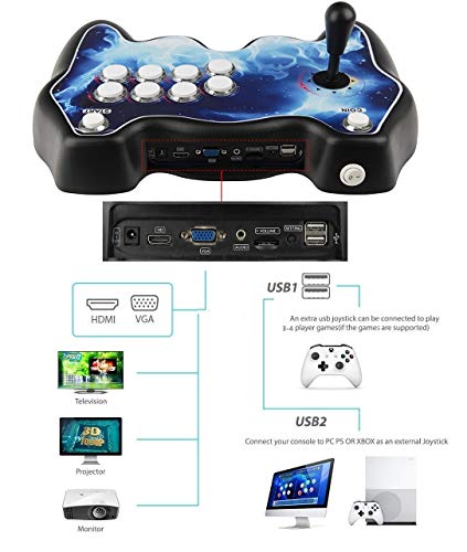Kulukula 3003 Consola de Videojuegos Arcade, Retro Arcade Games Pandora Box 11 con Arcade Stick y Button, Máquinas de Juegos Arcade Full HD 1280x720 para el hogar, Compatible con HDMI y VGA