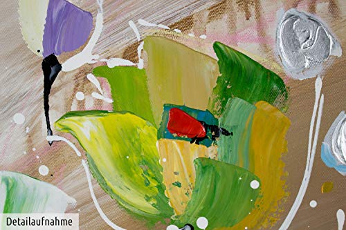 Kunstloft® Cuadro en acrílico 'Rebelión de Colores' 60x60cm | Original Pintura XXL Pintado a Mano sobre Lienzo | Tulipanes Flores Multicolor | Cuadro acrílico de Arte Moderno con Marco