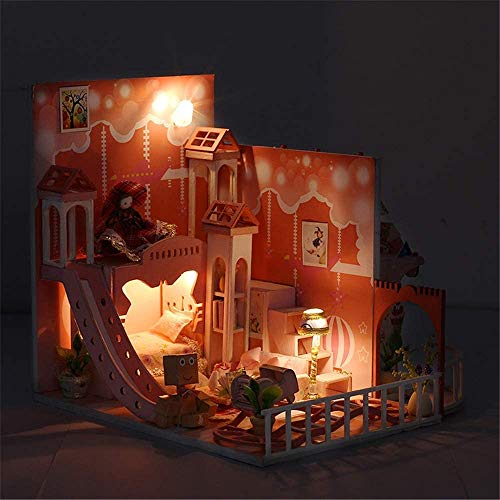 La construcción de juguetes DIY DIY Cottage miniatura de madera hecho a mano Dollhouse Kit Pink Loft Modelo Muebles (sueño de la infancia) for la gente mayor de 14 años.(Color: Multi-color, tamaño: 18