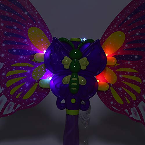 Lantro JS Fabricante de Burbujas, máquina de Burbujas, alas Desmontables seguras de Forma novedosa y Colorida para niñas(Butterfly Purple Card)