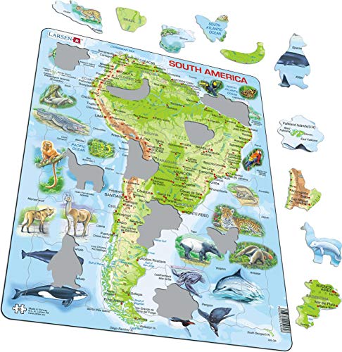 Larsen A25 América del Sur, edición en Inglés, Puzzle de Marco con 65 Piezas