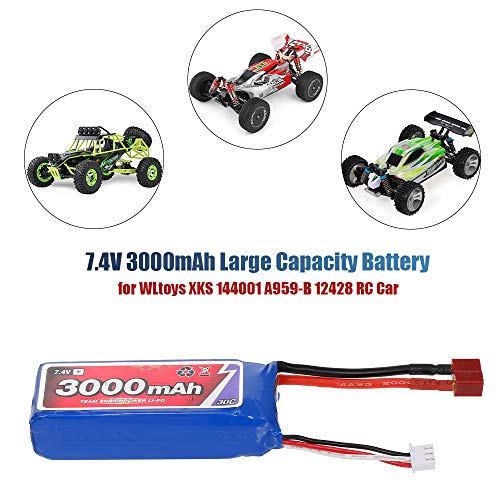 Leeofty para 144001 A959-B 12428 RC batería de Coche 7,4 V 3000 mAh batería de Litio de Gran Capacidad para Coche de Carreras RC Crawler