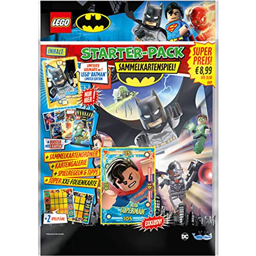 LEGO 180491 - Cartas coleccionables de Batman, Paquete de iniciación, Carpeta Coleccionable, un Booster y una Tarjeta Dorada Limitada, Multicolor