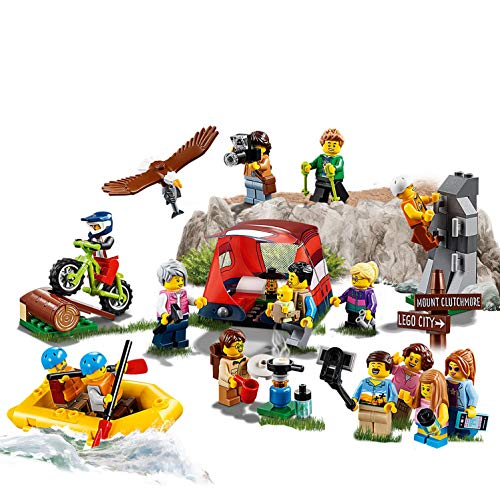 LEGO City Town - Pack de Minifiguras: Aventuras al Aire Libre, Juguete de Construcción con Tienda de Campaña, Bicicleta de Montaña y Barca para Niños y Niñas de 5 a 12 Años (60202)