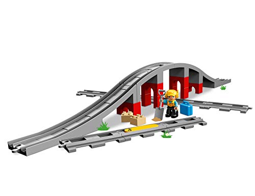 LEGO Duplo Town Tren de Vapor (10874) + Puente y vías ferroviarias (10872), Pack de Juguetes de Construcción Didácticos, Set de Trenes