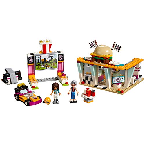 LEGO Friends - Cafetería de Pilotos, Juguete con Mini Muñecas y Kart para Crear y Construir Divertidas Carreras y Aventuras con Andrea y Pepper para Niñas y Niños de 6 a 12 Años (41349)
