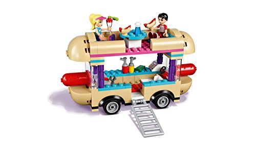 LEGO Friends - Parque de Atracciones, Furgoneta de Perritos Calientes, Juguete de Construcción Incluye MiniFiguras de Nate y Stephanie (41129)