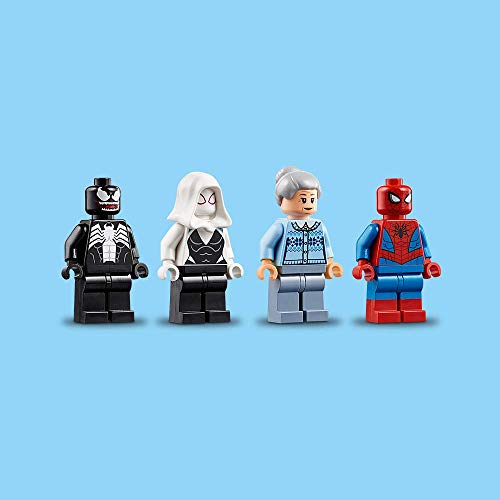 LEGO Super Heroes Robot-Araña vs. Venom, juguete de construcción para recrear las aventuras de Spider Man, incuye tambien minifigura de la Tía May (76115) , color/modelo surtido