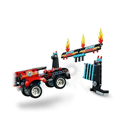 LEGO Technic - Espectáculo Acrobático: Camión y Moto, Set de Construcción de Juguete con Modelo 2 en 1 y Motor Pull-back, Incluye un Aro de Fuego de Juguete (42106)