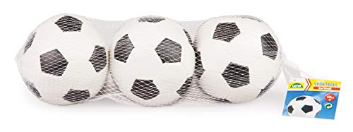Lena 62162 - Juego de 3 Pelotas de fútbol Blandas (3 Unidades, 10 cm Cada uno), Color Blanco y Negro