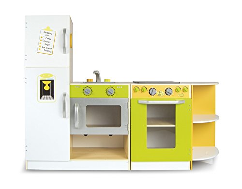 Leomark Flex Concept Cocina Madera de Juguete - Color Verde - con Accesorios, Juguete para Niños, Juego de Imitación, Sistema Modular, Altura: 98,5 cm