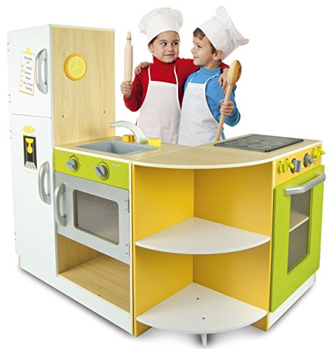 Leomark Flex Concept Cocina Madera de Juguete - Color Verde - con Accesorios, Juguete para Niños, Juego de Imitación, Sistema Modular, Altura: 98,5 cm